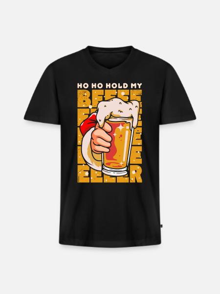 Christmas hoho hold my beer - Men's Premium Organic T-shirt with V-neck - black