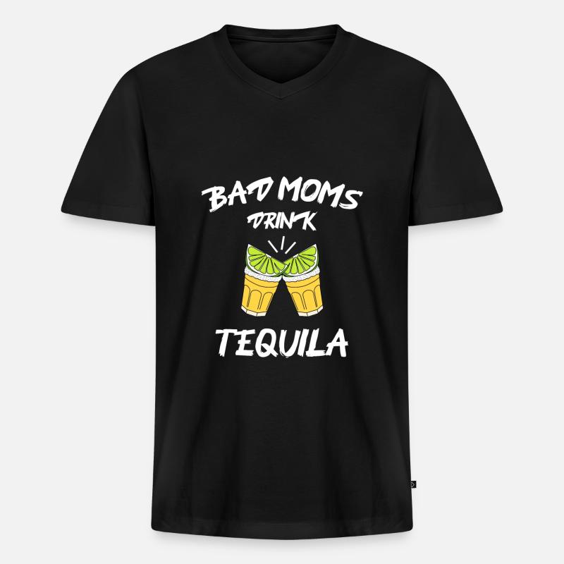 bad moms drink tequila - Männer Premium Bio T-Shirt mit V-Ausschnitt - Schwarz