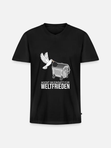 Weltfrieden - Agent im Einsatz - Männer Premium Bio T-Shirt mit V-Ausschnitt - Schwarz