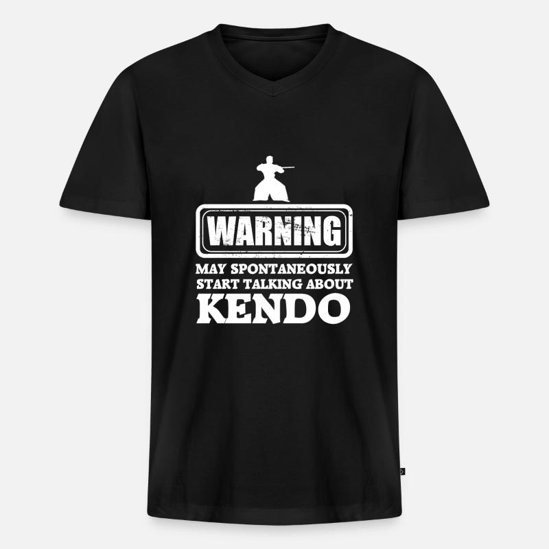 Kendo - Männer Premium Bio T-Shirt mit V-Ausschnitt - Schwarz