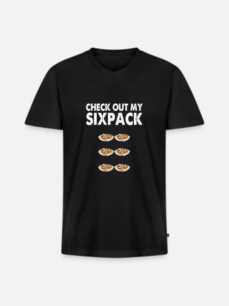 Pasta Sixpack - Men's Premium Organic T-shirt with V-neck - black