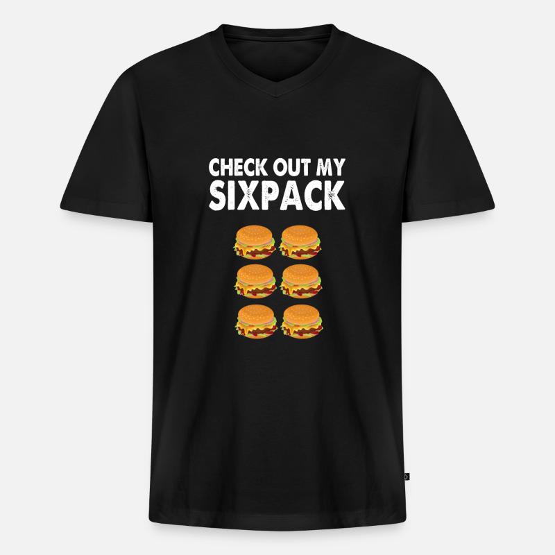 Burger Sixpack - Männer Premium Bio T-Shirt mit V-Ausschnitt - Schwarz