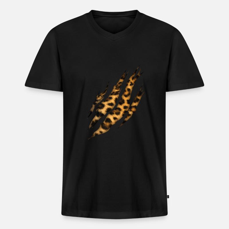 Kralle Leopard Fell Muster - Männer Premium Bio T-Shirt mit V-Ausschnitt - Schwarz