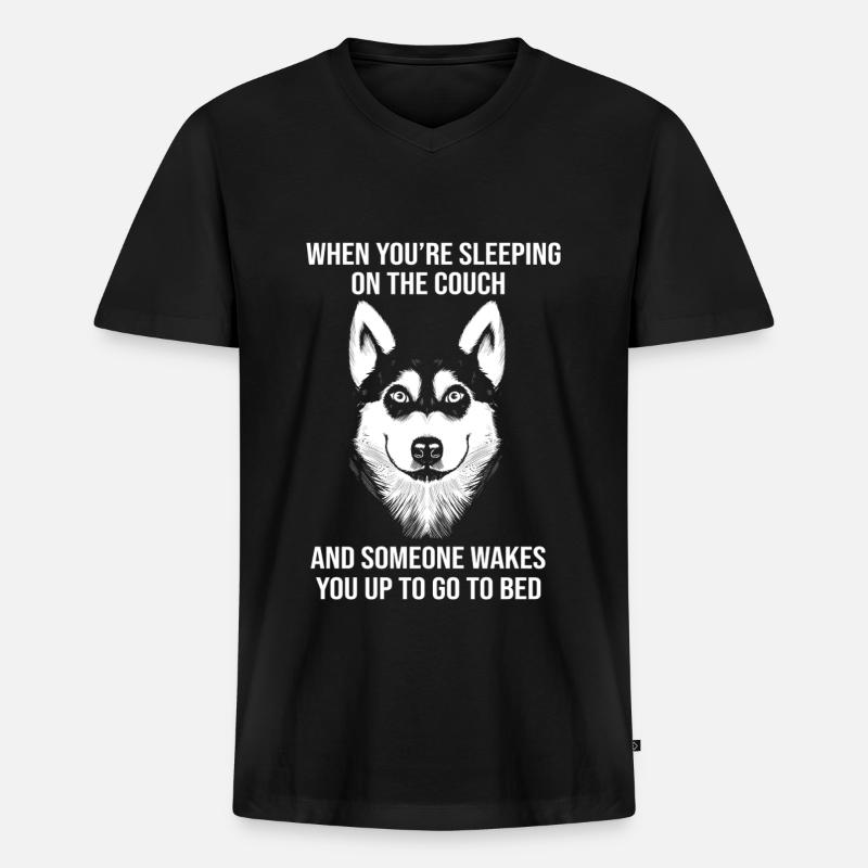 Husky - Männer Premium Bio T-Shirt mit V-Ausschnitt - Schwarz