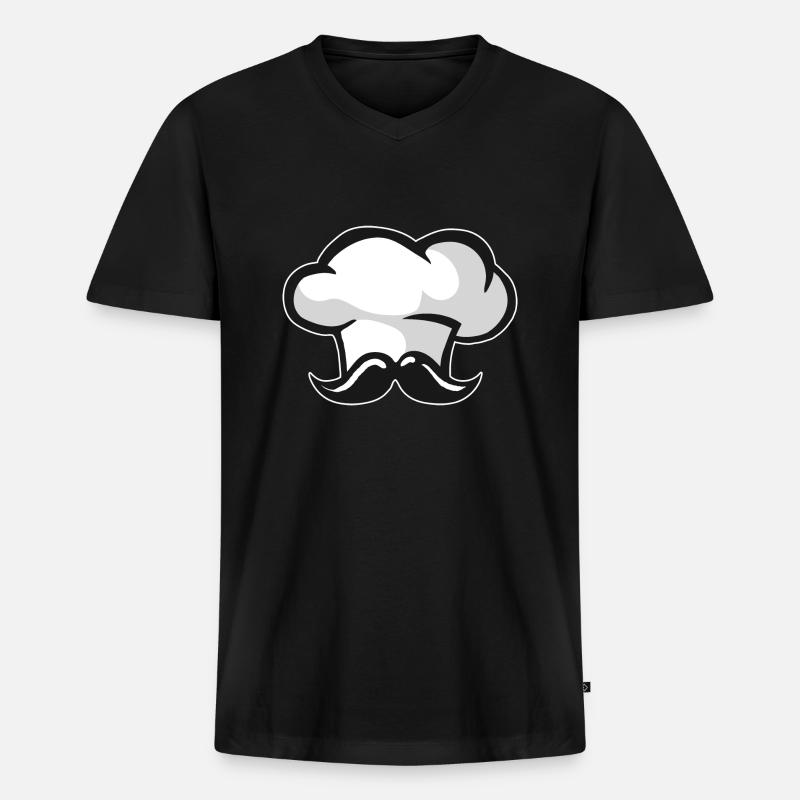 Männliche Chef Hut - Männer Premium Bio T-Shirt mit V-Ausschnitt - Schwarz