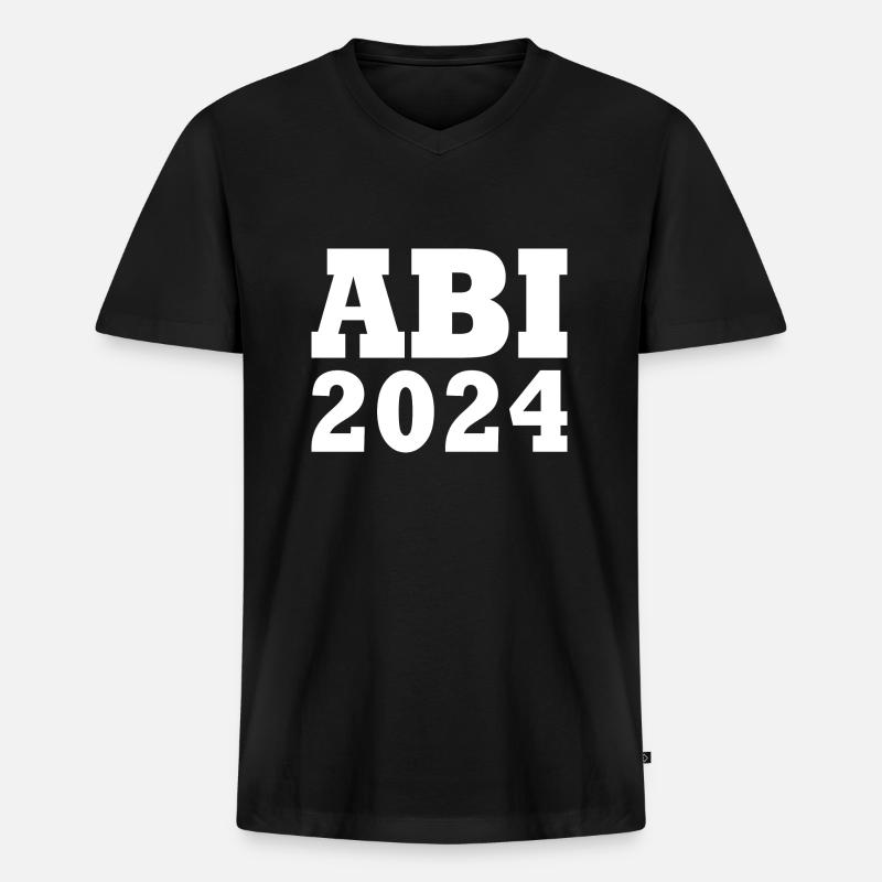 Abi 2024 - Männer Premium Bio T-Shirt mit V-Ausschnitt - Schwarz