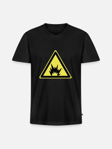 Attention Explosive - Men's Premium Organic T-shirt with V-neck - black