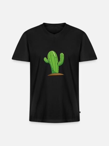 cactus - Men's Premium Organic T-shirt with V-neck - black