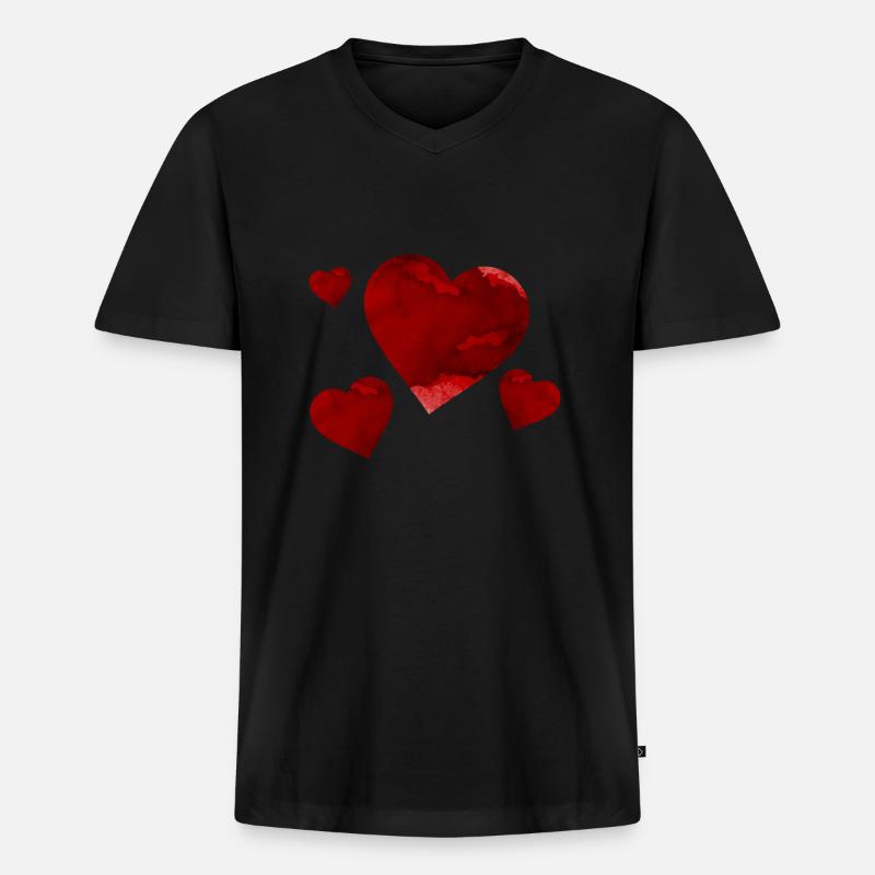 Schöne dunkle Herzen - Männer Premium Bio T-Shirt mit V-Ausschnitt - Schwarz