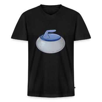 Pierre de curling - T-shirt encolure en V Premium bio Homme - noir - Devant - Nico (187cm)