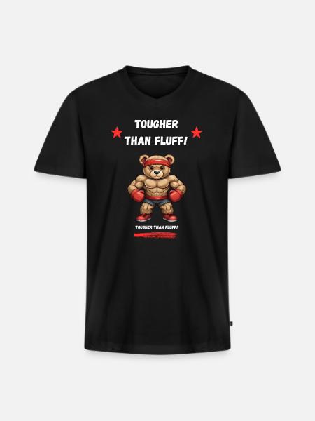 Cool Teddy Boxer - AI-Generated - Men's Premium Organic T-shirt with V-neck - black