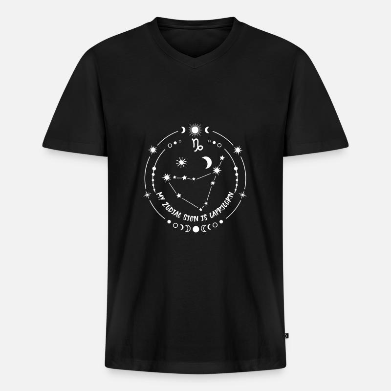 Sternzeichen Steinbock - Männer Premium Bio T-Shirt mit V-Ausschnitt - Schwarz
