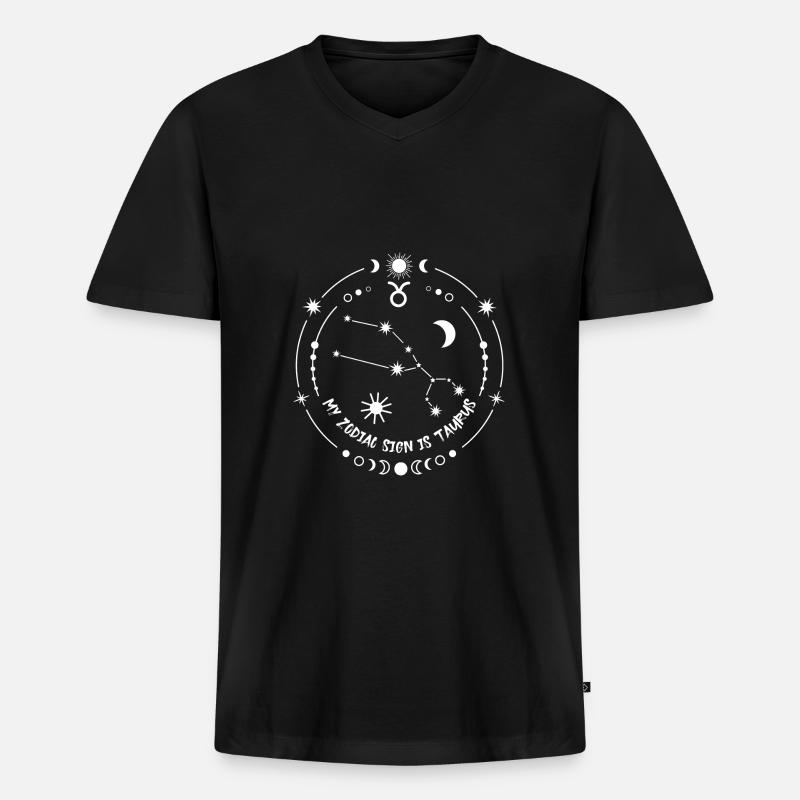 Sternzeichen Stier - Männer Premium Bio T-Shirt mit V-Ausschnitt - Schwarz