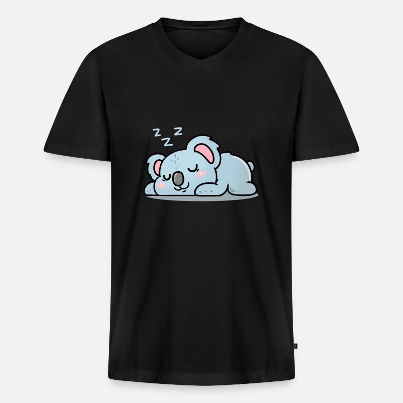 Koala der schläft - Männer Premium Bio T-Shirt mit V-Ausschnitt - Schwarz