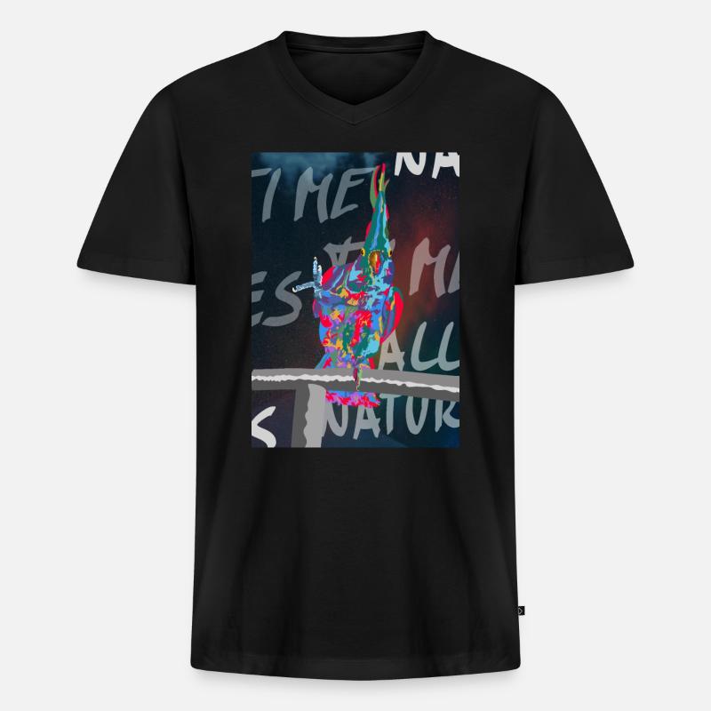 Kakadu Papagei Kunst Bild - Männer Premium Bio T-Shirt mit V-Ausschnitt - Schwarz