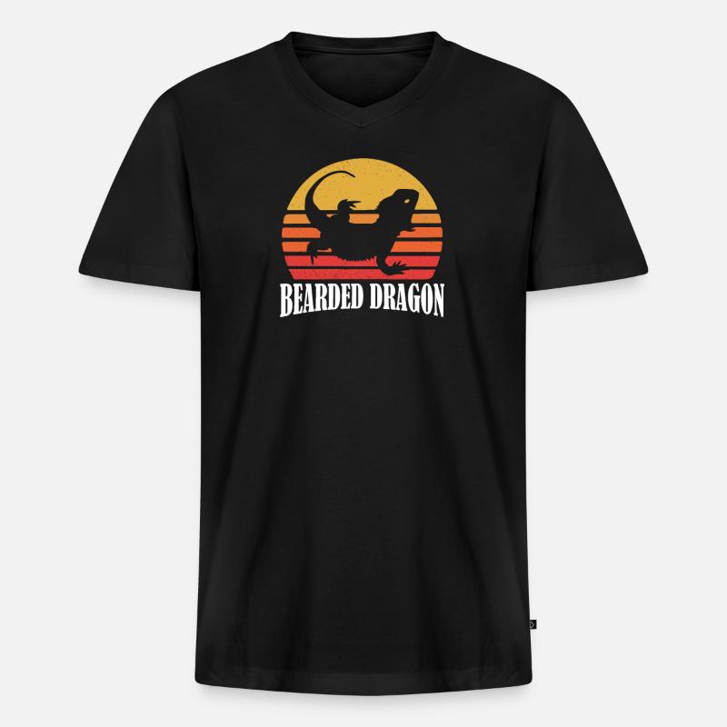 Bartdrache - Männer Premium Bio T-Shirt mit V-Ausschnitt - Schwarz