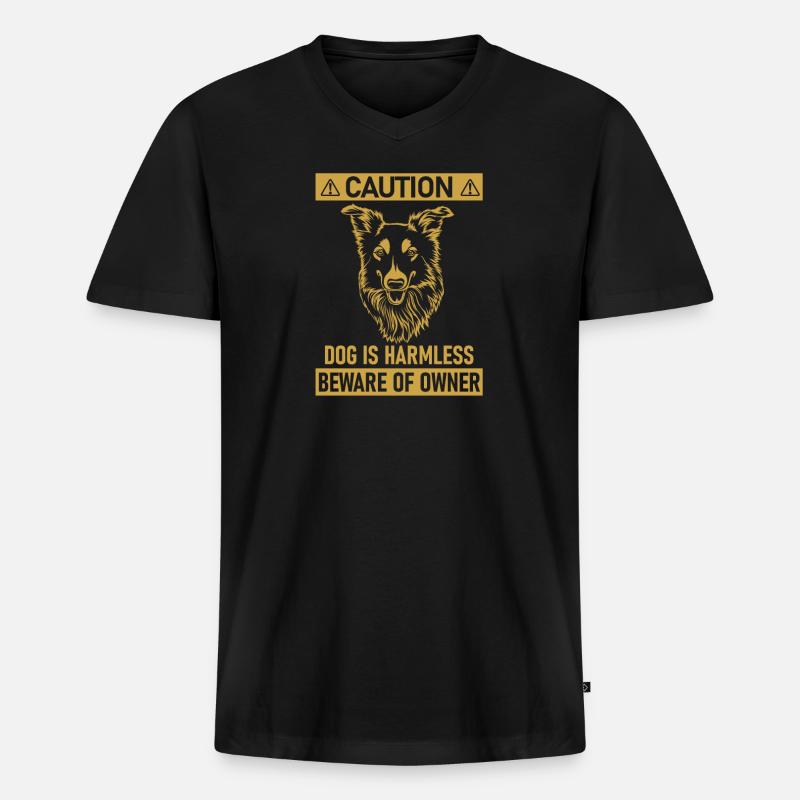 Border Collie - Männer Premium Bio T-Shirt mit V-Ausschnitt - Schwarz