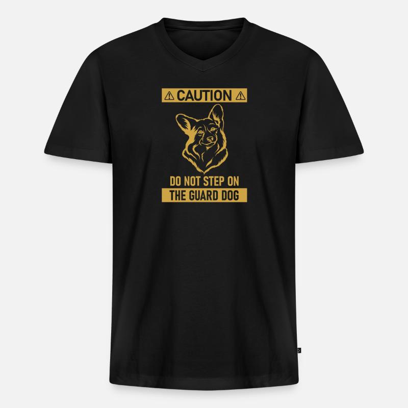 Corgi - Männer Premium Bio T-Shirt mit V-Ausschnitt - Schwarz