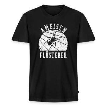 Ameisen Flüsterer Geschenkidee - Männer Premium Bio T-Shirt mit V-Ausschnitt - Schwarz - Vorne - Nico (187cm)