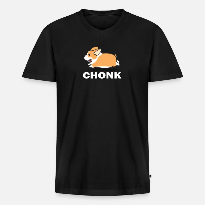 Corgi - Männer Premium Bio T-Shirt mit V-Ausschnitt - Schwarz