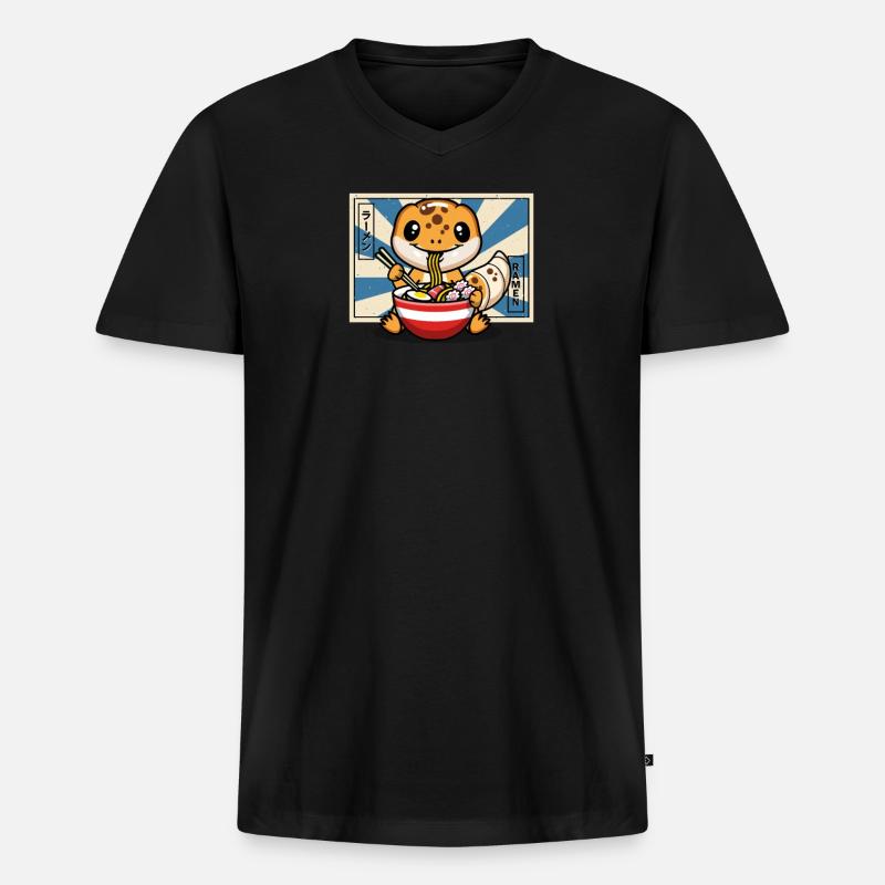 Leopardgecko - Männer Premium Bio T-Shirt mit V-Ausschnitt - Schwarz