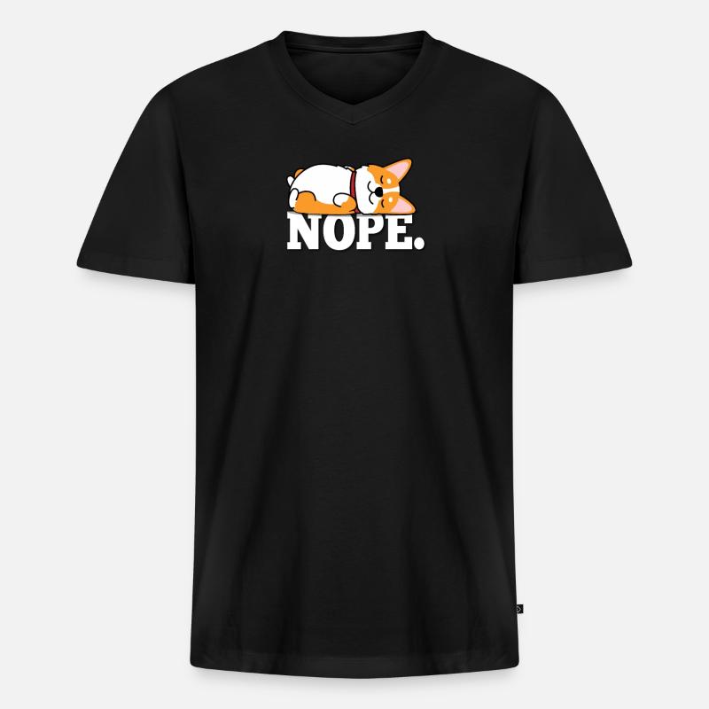 Corgi - Männer Premium Bio T-Shirt mit V-Ausschnitt - Schwarz