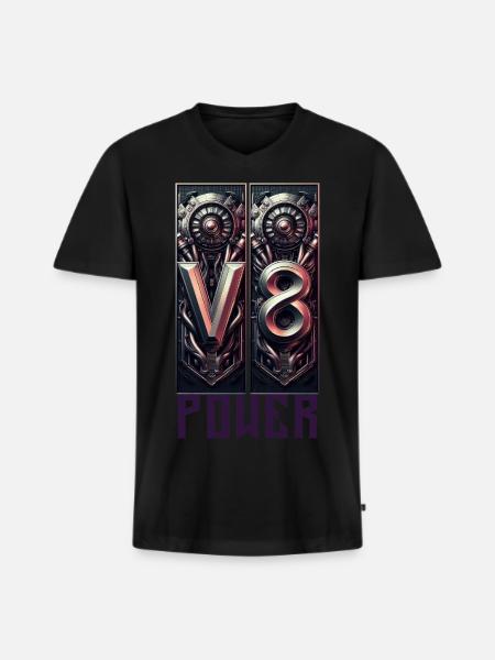 Puissance du V8 - T-shirt encolure en V Premium bio Homme - noir