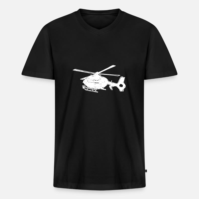 Hubschrauber Pilot fliegne Helicopter Geschenk - Männer Premium Bio T-Shirt mit V-Ausschnitt - Schwarz