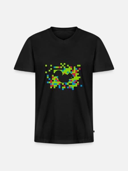 Eichhörnchen Kacheln Tier - Männer Premium Bio T-Shirt mit V-Ausschnitt - Schwarz