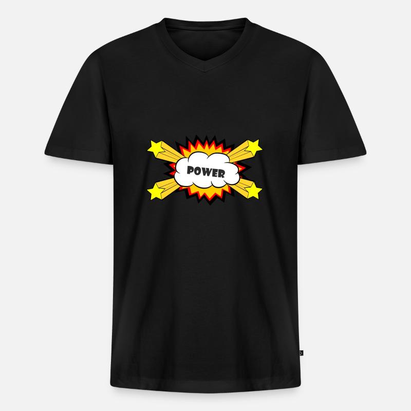 Power Comic Explosion - Männer Premium Bio T-Shirt mit V-Ausschnitt - Schwarz