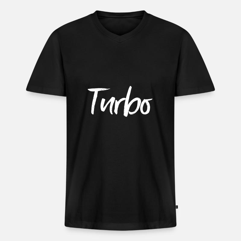 Turbo - Männer Premium Bio T-Shirt mit V-Ausschnitt - Schwarz