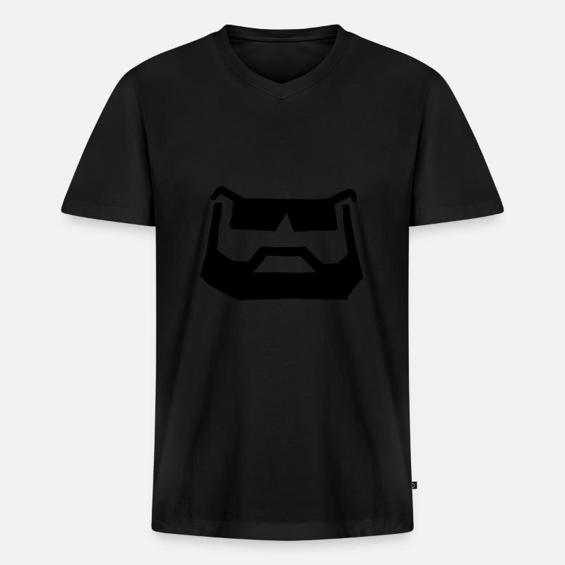 bart brille - Männer Premium Bio T-Shirt mit V-Ausschnitt - Schwarz