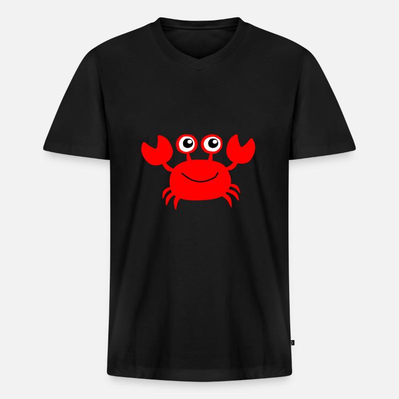 Rote kleine Krabbe - Männer Premium Bio T-Shirt mit V-Ausschnitt - Schwarz