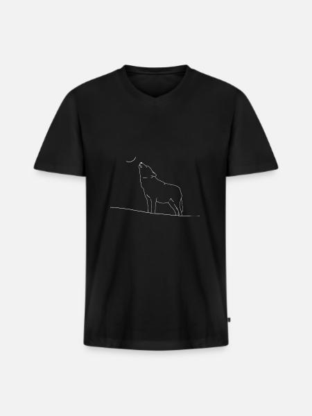 Drawn wolf - Men's Premium Organic T-shirt with V-neck - black