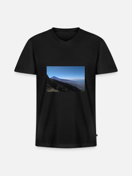 View on volcano Telde, Tenerife - Men's Premium Organic T-shirt with V-neck - black