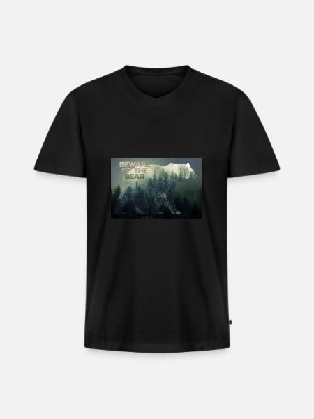 Affiche des ours sauvages - T-shirt encolure en V Premium bio Homme - noir