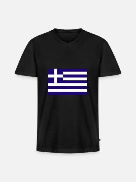 Greece flag flag - Men's Premium Organic T-shirt with V-neck - black
