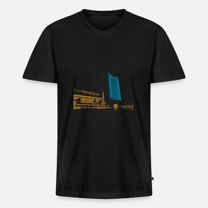 Leipzig Gewandhaus Uni Riese Geschenkidee - Männer Premium Bio T-Shirt mit V-Ausschnitt - Schwarz