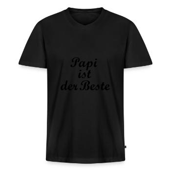 Papa est le meilleur cadeau d'enfant de naissance de bébé - T-shirt encolure en V Premium bio Homme - noir - Devant - Nico (187cm)