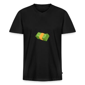 Cadeau de paquet d'argent comptant - T-shirt encolure en V Premium bio Homme - noir - Devant - Nico (187cm)