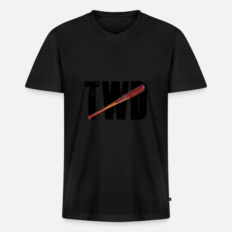 T-Shirt mit TWD-Design - Männer Premium Bio T-Shirt mit V-Ausschnitt - Schwarz