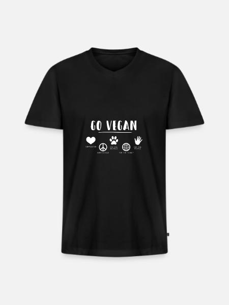 Vegan Vegetable Vegetarier - Männer Premium Bio T-Shirt mit V-Ausschnitt - Schwarz