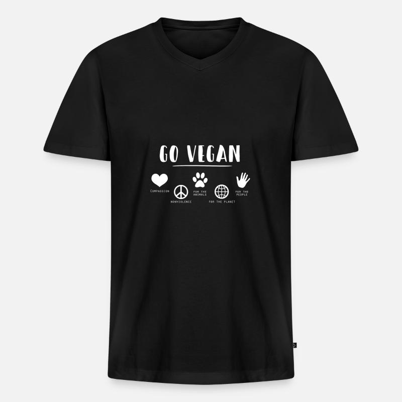 Vegan Vegetable Vegetarier - Männer Premium Bio T-Shirt mit V-Ausschnitt - Schwarz
