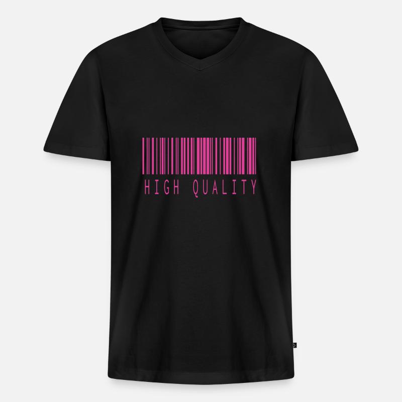 HIGH QUALITY BARCODE PINK - Männer Premium Bio T-Shirt mit V-Ausschnitt - Schwarz