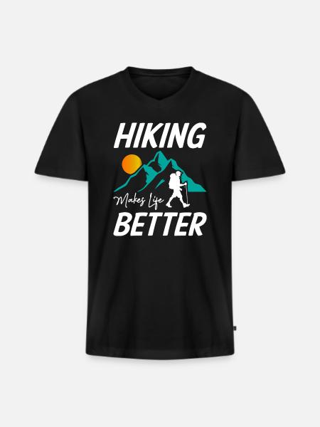 Hiking Makes Life Better - Men's Premium Organic T-shirt with V-neck - black