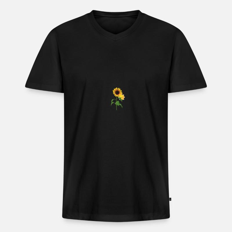 Sonnenblume - Männer Premium Bio T-Shirt mit V-Ausschnitt - Schwarz