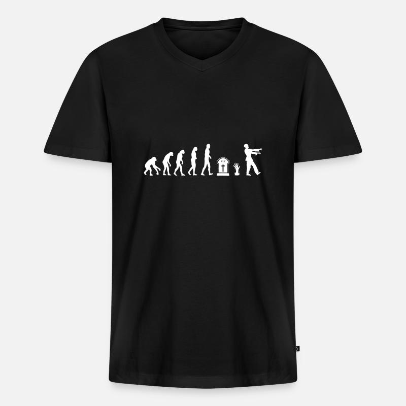Zombie Evolution - Zombies - Männer Premium Bio T-Shirt mit V-Ausschnitt - Schwarz