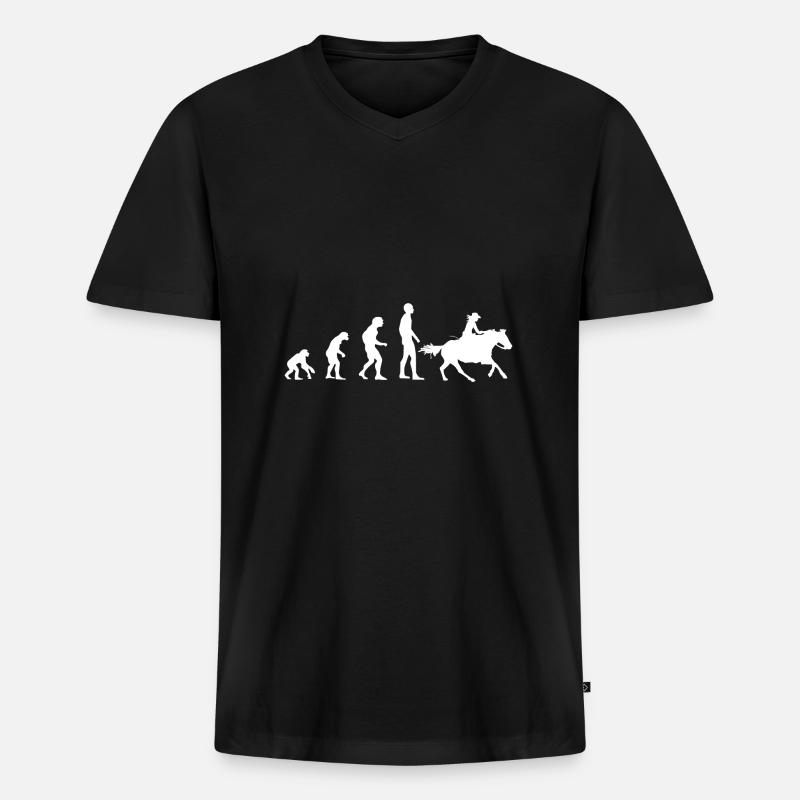 Evolution Western - Männer Premium Bio T-Shirt mit V-Ausschnitt - Schwarz