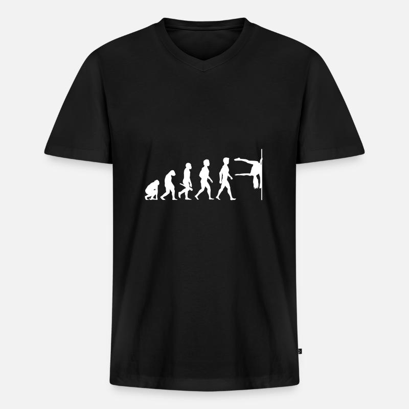 Evolution Poledance Pole Dancing Danse - T-shirt encolure en V Premium bio Homme - noir