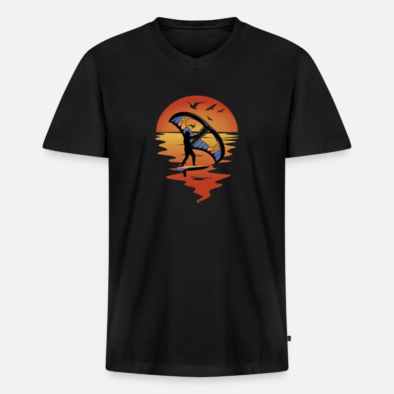 Wing Foiling Wing Surfer Geschenk - Männer Premium Bio T-Shirt mit V-Ausschnitt - Schwarz